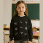 Μπλούζα Φούτερ με Στρας "I Love" - Image 3